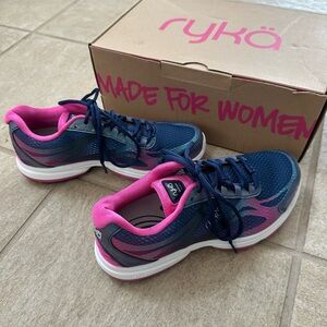 Ryka Women's Devotion Plus 2 Navy and Pink Athletic Shoes